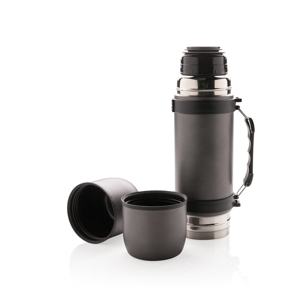 Vacuümfles 700 ml met 2 bijpassende bekers, grijs