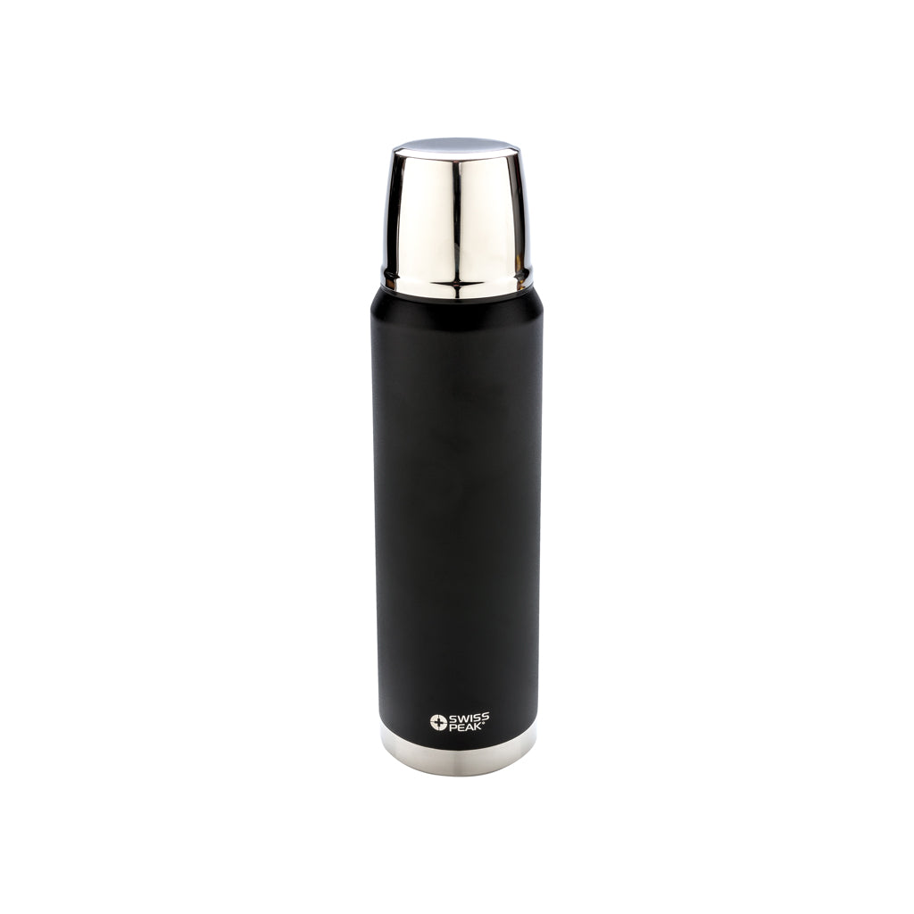 Vacuümfles 1 liter met gepoedercoate afwerking, zwart