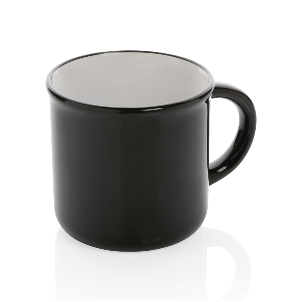 Keramische mok 280 ml met vintage look, zwart