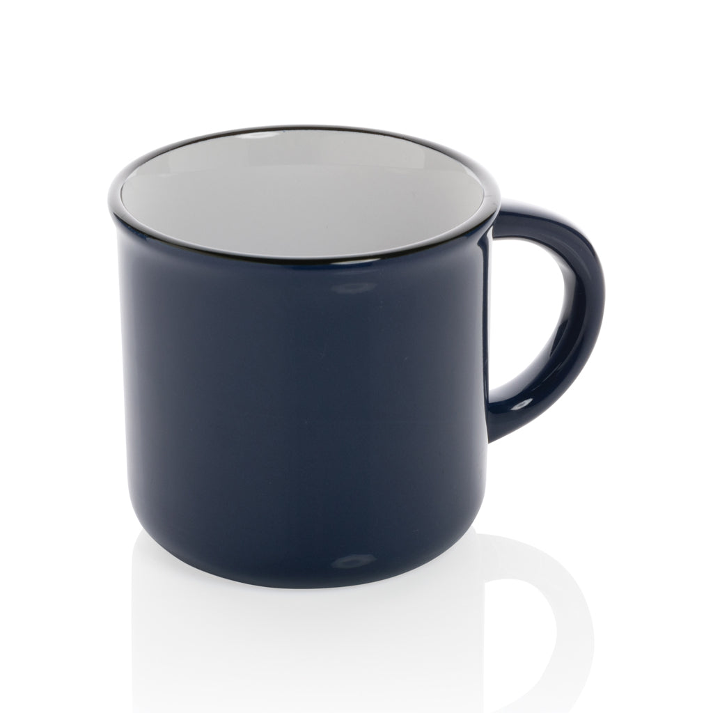 Keramische mok 280 ml met vintage look, donkerblauw