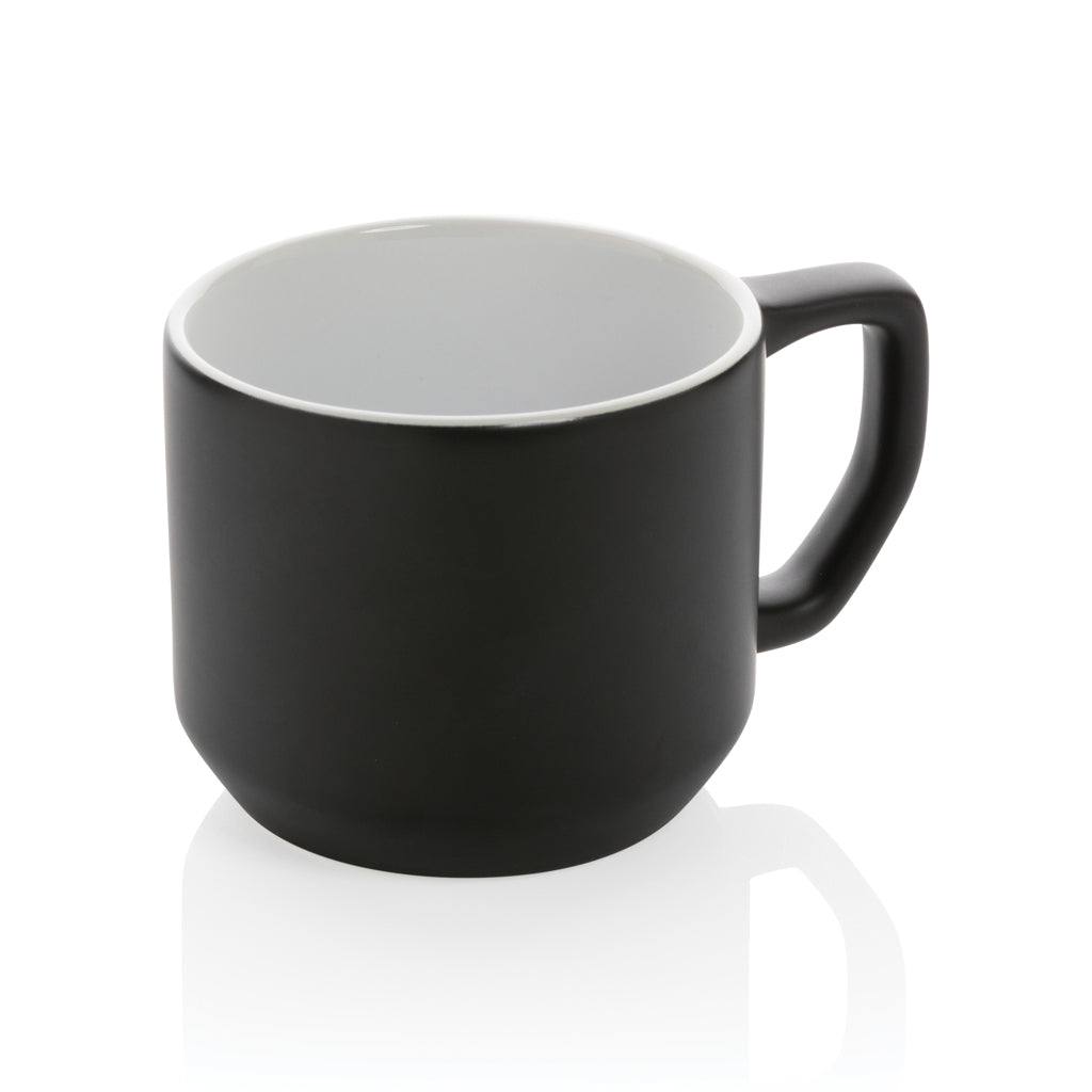 Keramische mok 350 ml met strak design, zwart