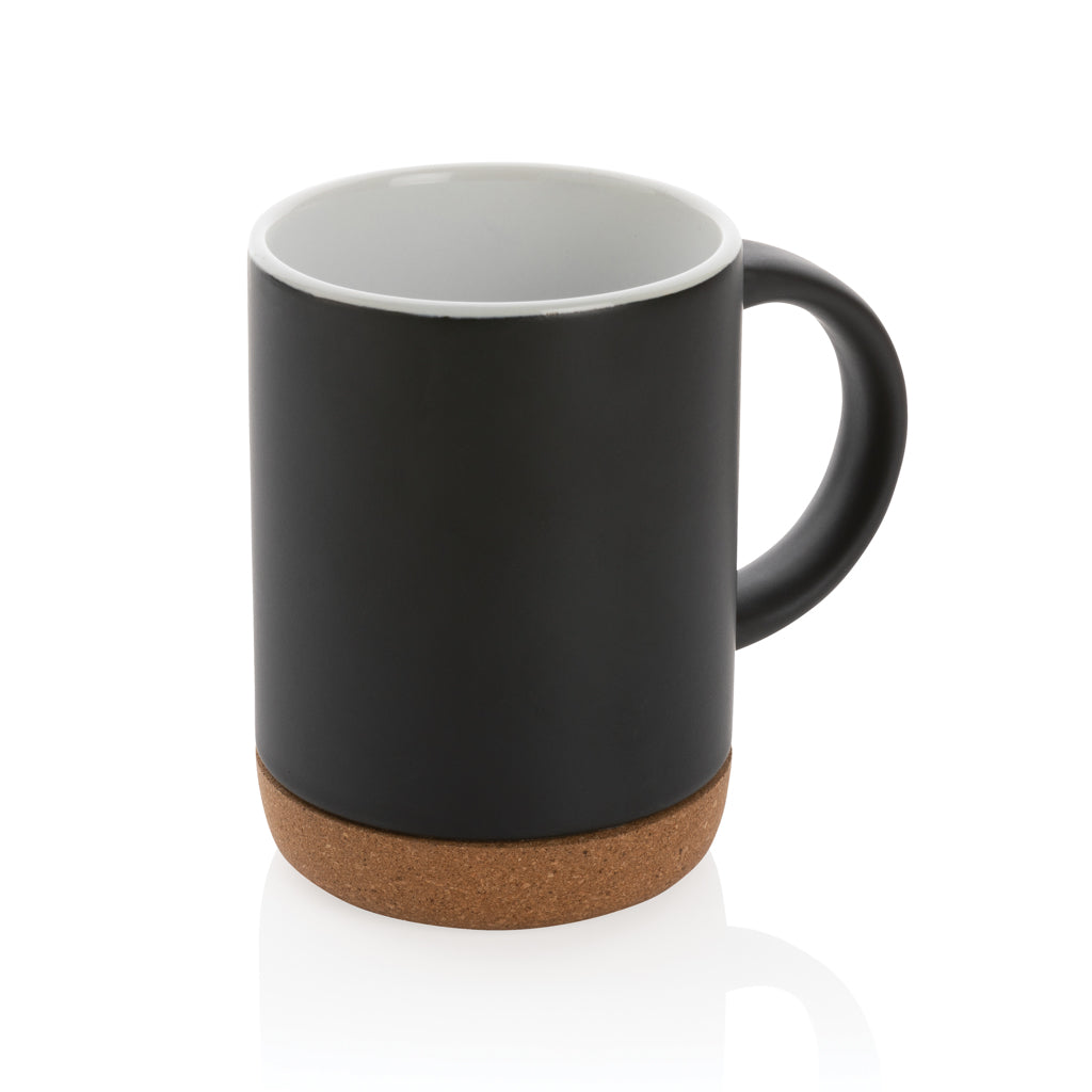 Keramische mok 280 ml met kurken bodem, zwart
