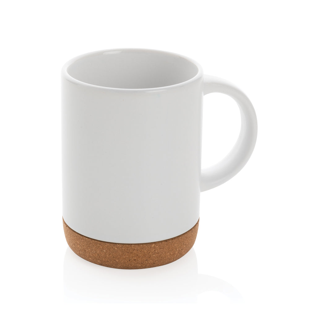 Keramische mok 280 ml met kurken bodem, wit