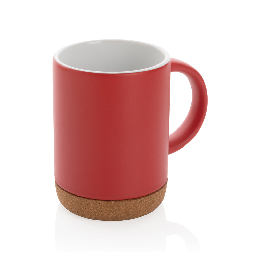 Keramische mok 280 ml met kurken bodem, rood