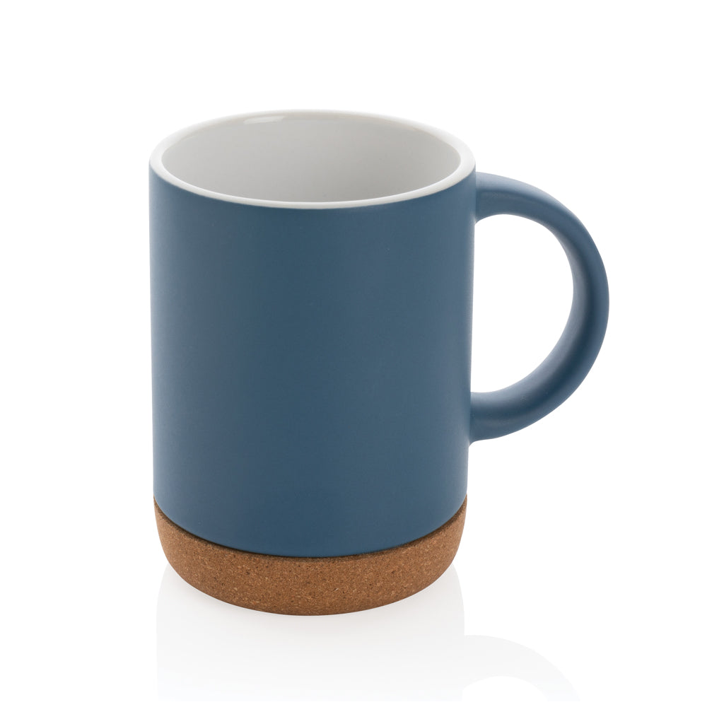 Keramische mok 280 ml met kurken bodem, blauw