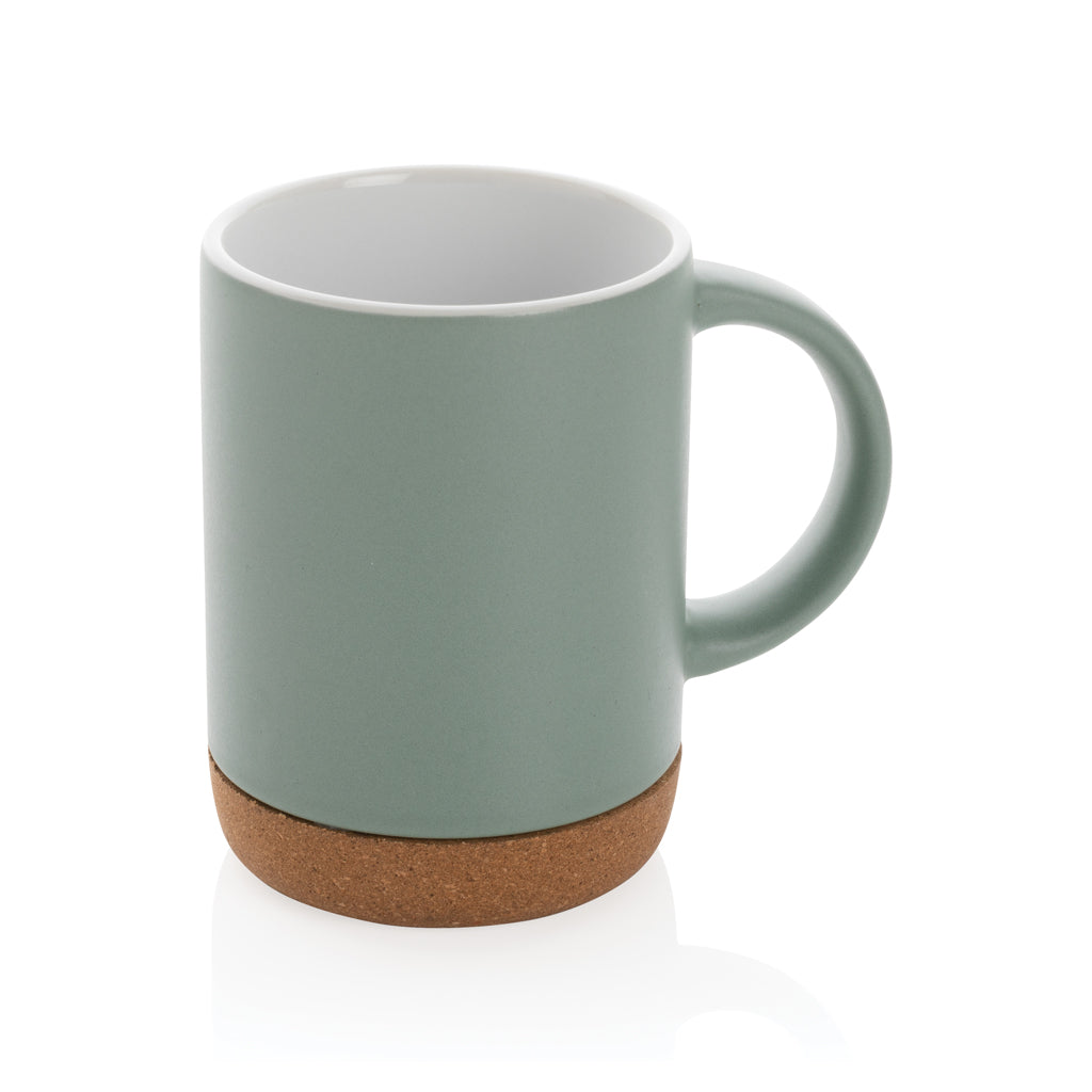 Keramische mok 280 ml met kurken bodem, groen
