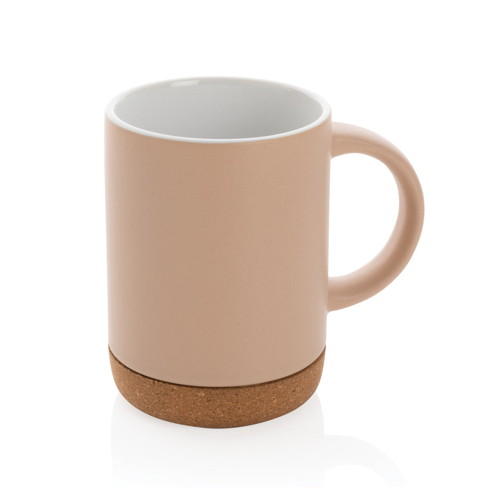 Keramische mok 280 ml met kurken bodem, bruin
