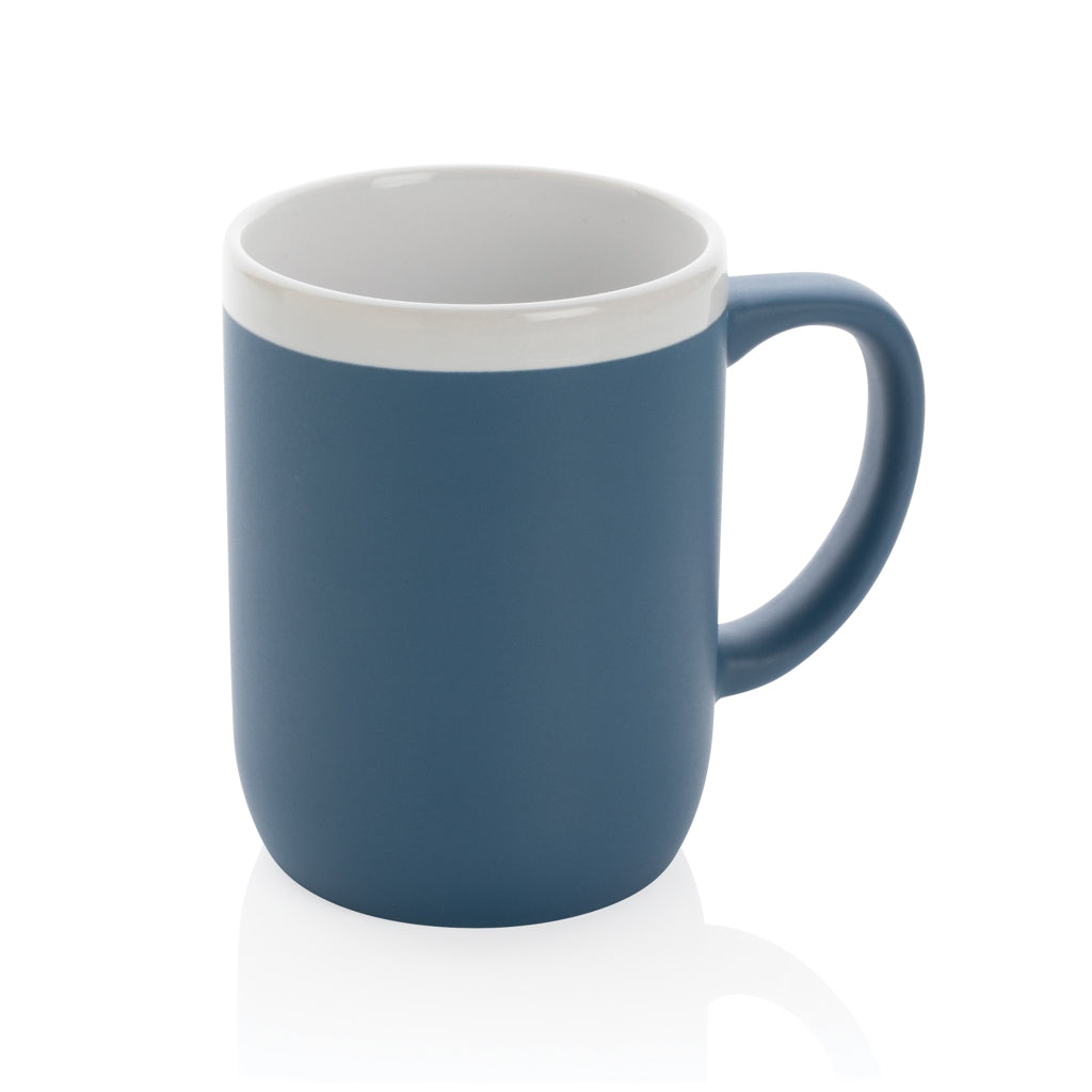 Keramische mok 300 ml met witte randdetail, blauw