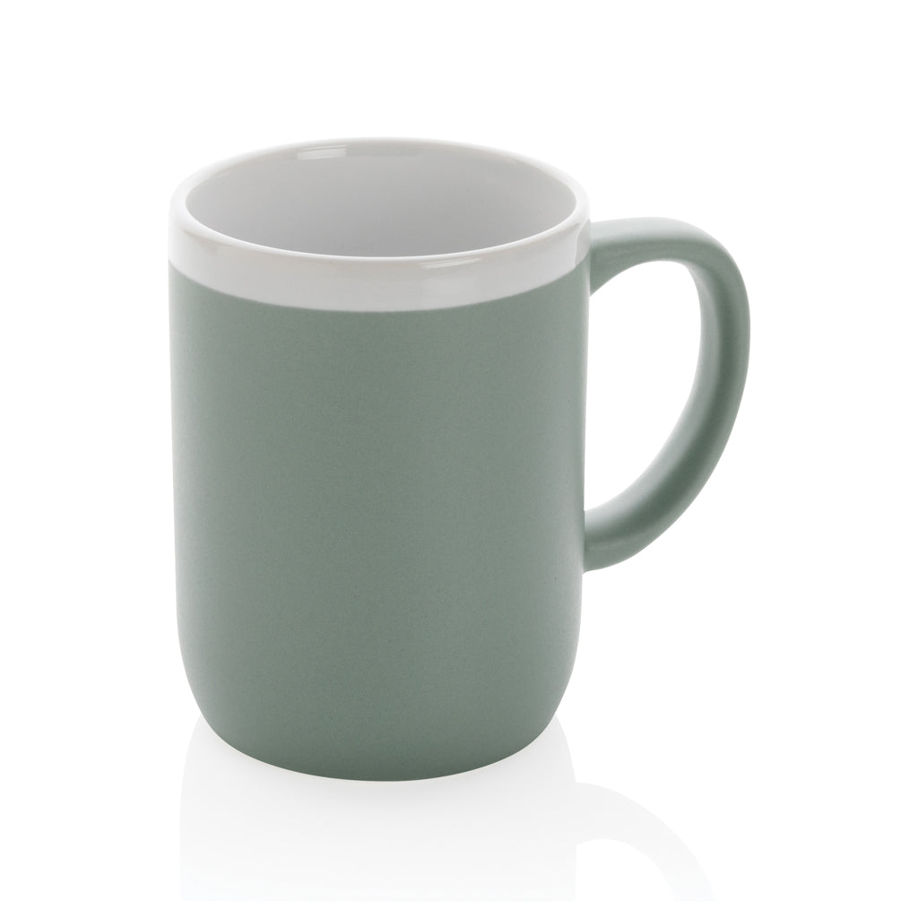 Keramische mok 300 ml met witte randdetail, groen