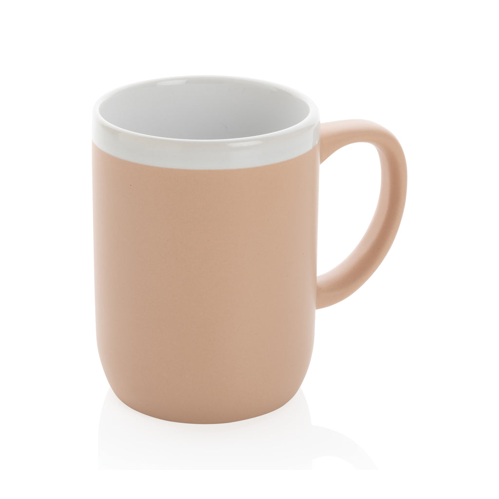 Keramische mok 300 ml met witte randdetail, bruin