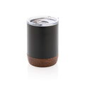 Koffiebeker 180 ml met kurkdetail, vacuüm geïsoleerd, zwart