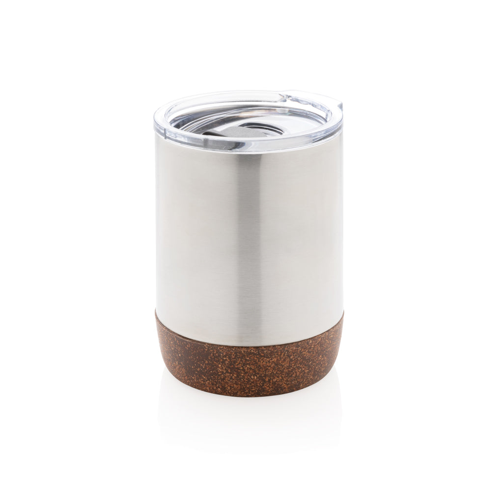 Koffiebeker 180 ml met kurkdetail, vacuüm geïsoleerd, zilver