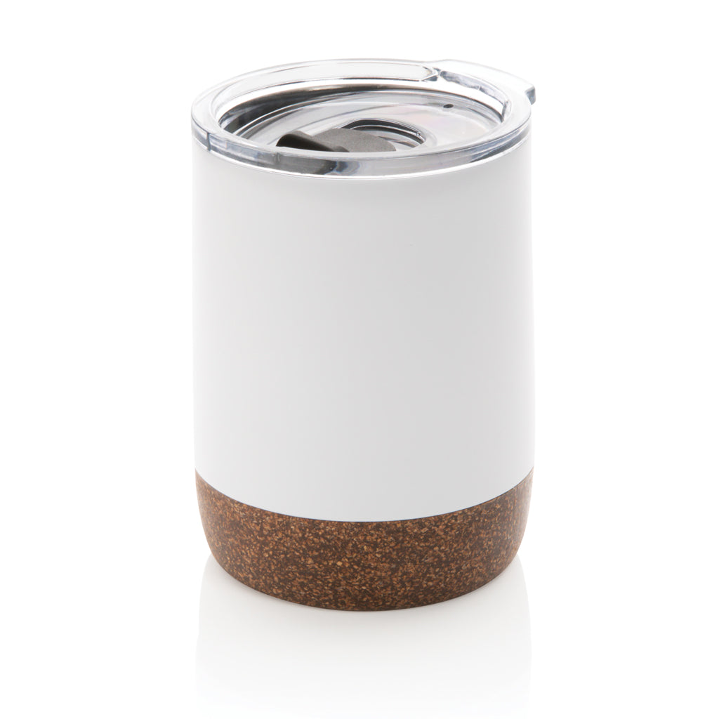Koffiebeker 180 ml met kurkdetail, vacuüm geïsoleerd, wit