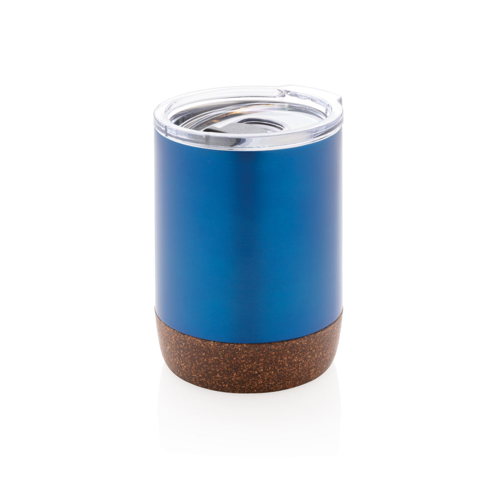 Koffiebeker 180 ml met kurkdetail, vacuüm geïsoleerd, blauw