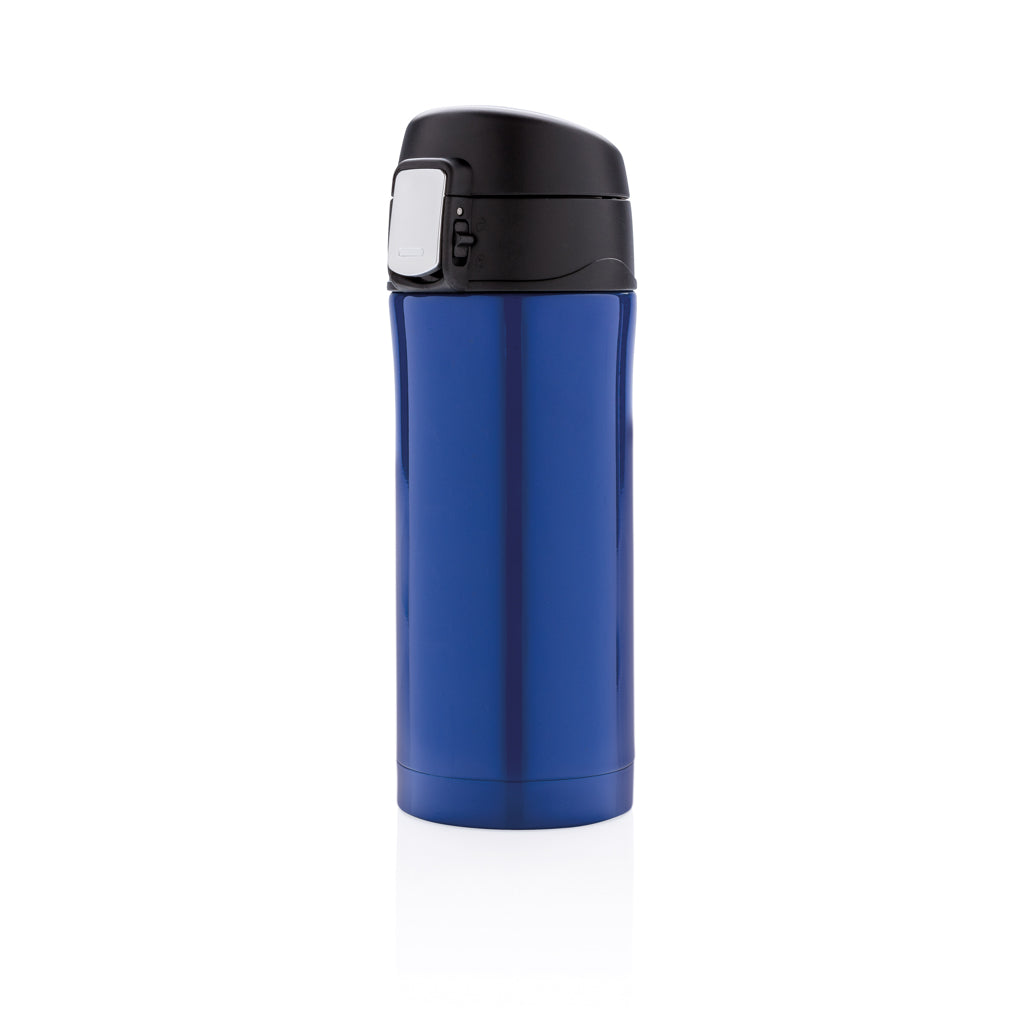 Reisbeker met afsluitbaar deksel, gerecycled RVS, blauw