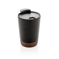 Koffiebeker 300 ml met kurkdetail, gerecycled PP, zwart