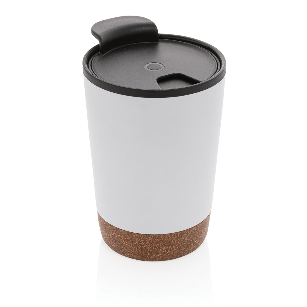 Koffiebeker 300 ml met kurkdetail, gerecycled PP, wit