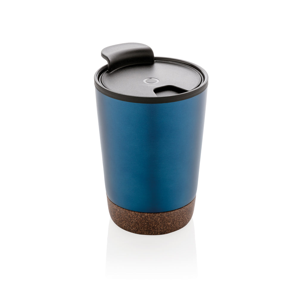 Koffiebeker 300 ml met kurkdetail, gerecycled PP, blauw