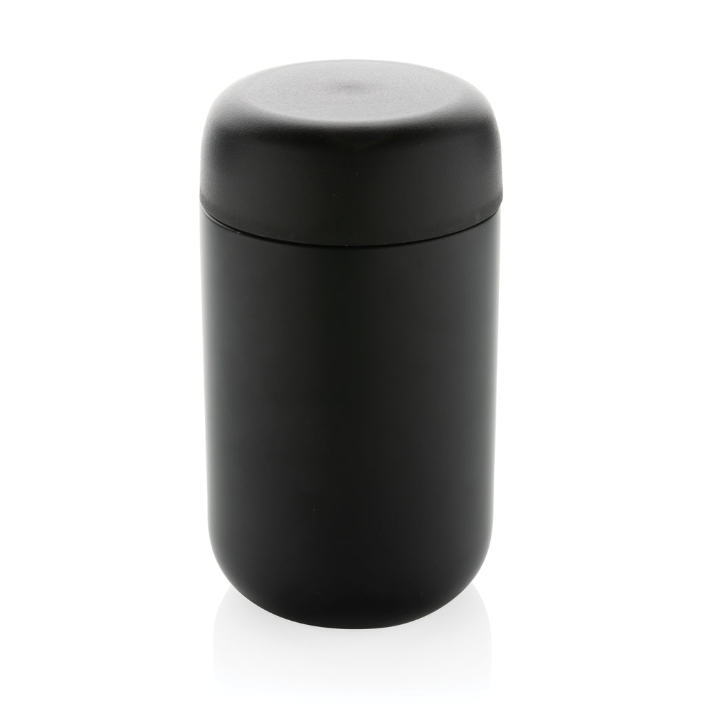 Reisbeker 360 ml met schroefdeksel, gerecycled RVS, zwart