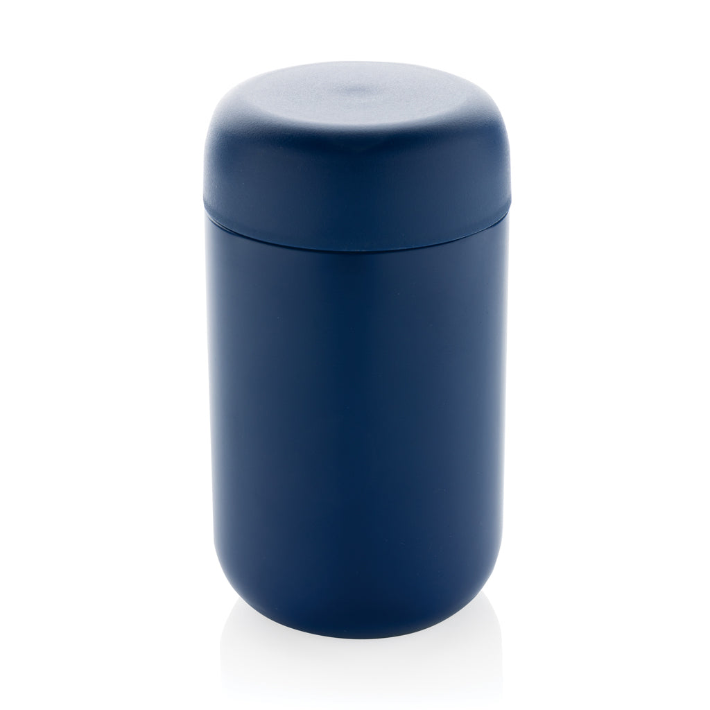 Reisbeker 360 ml met schroefdeksel, gerecycled RVS, blauw