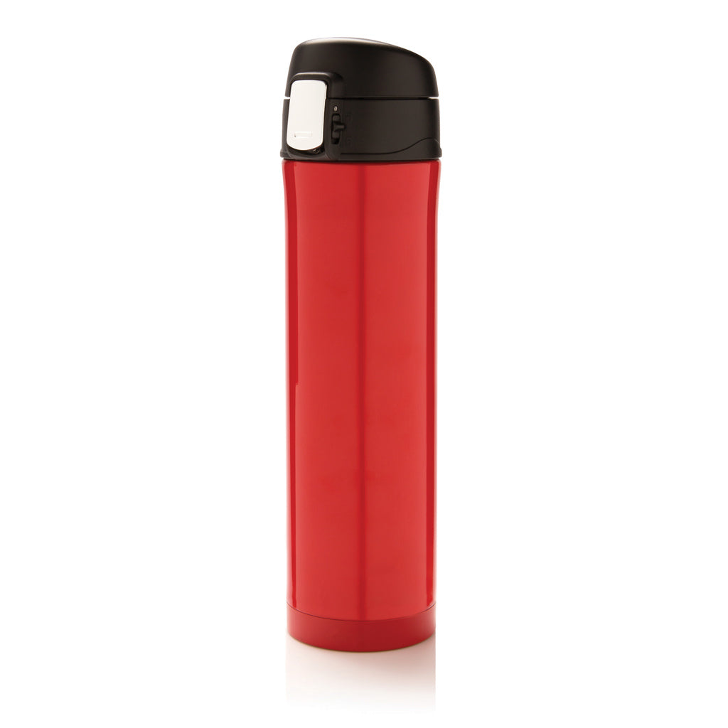Thermosfles met afsluitbaar deksel, gerecycled RVS, rood