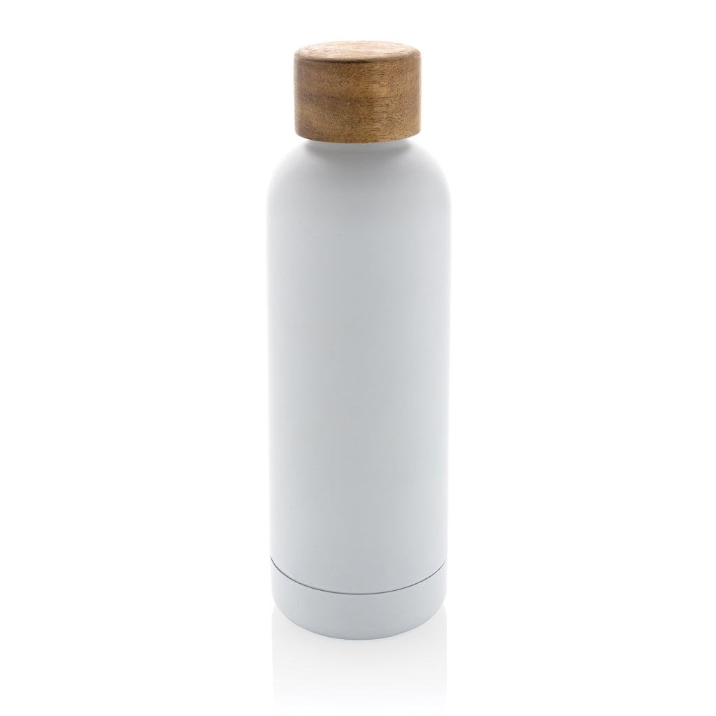 Vacuümfles 500 ml met acaciahouten deksel, wit
