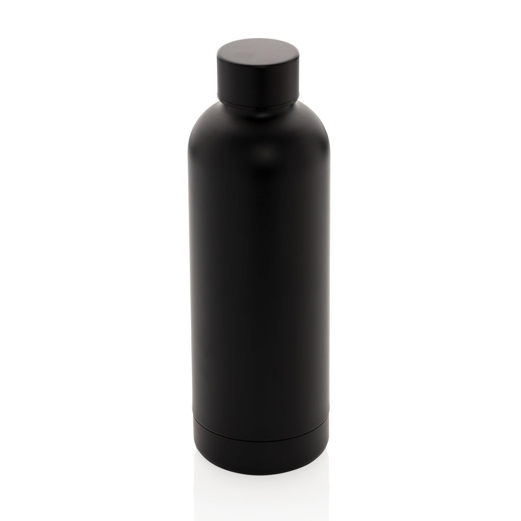 Vacuümfles 500 ml, minimalistisch design, gerecycled RVS, zwart
