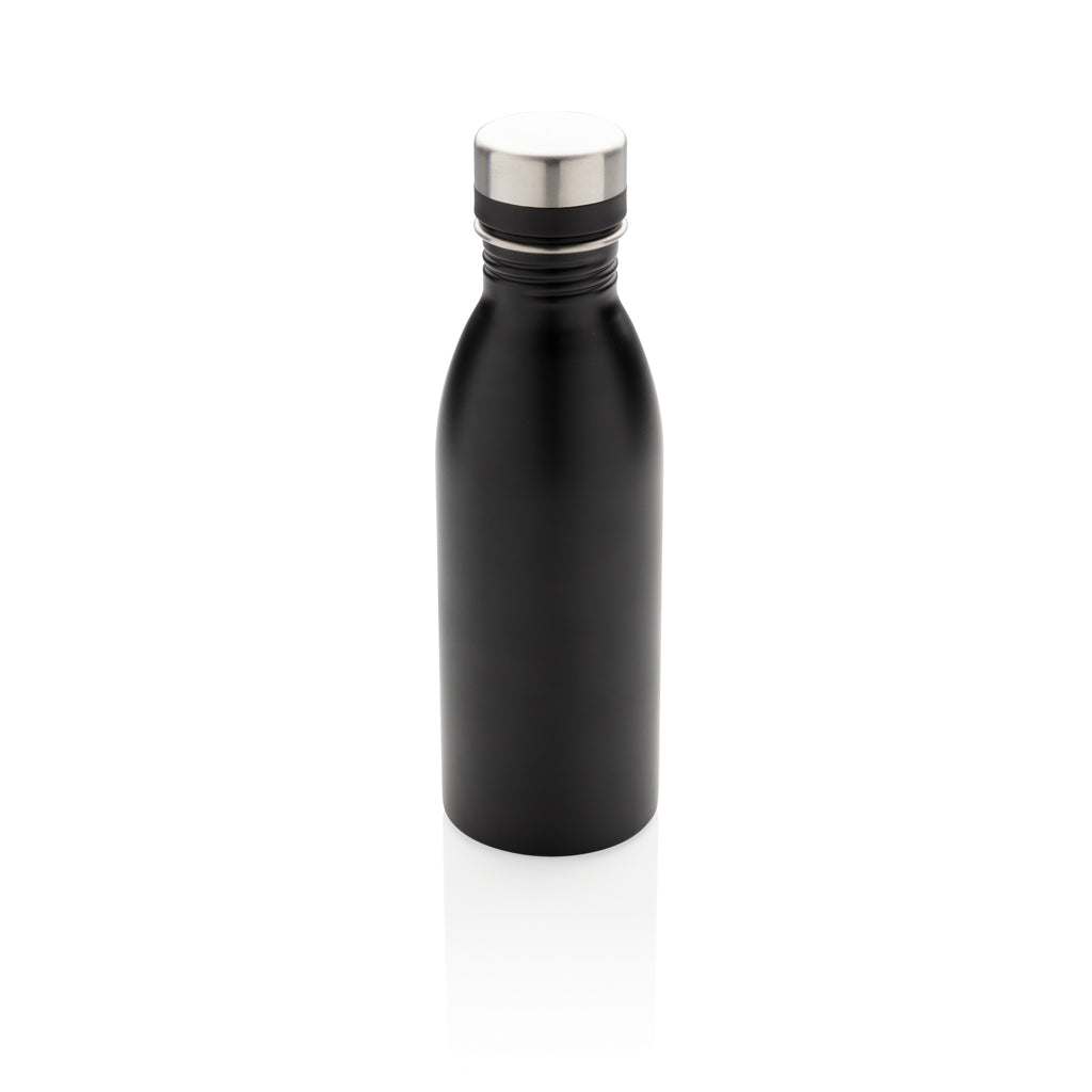 Lichtgewicht waterfles 500 ml, gerecycled RVS, zwart