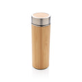 Vacuümfles 300 ml met bamboe buitenkant, bruin