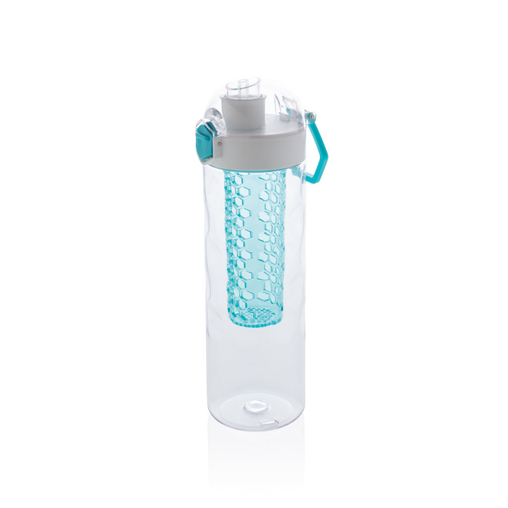 Waterfles 700 ml met infuser en drukknopdeksel, turquoise