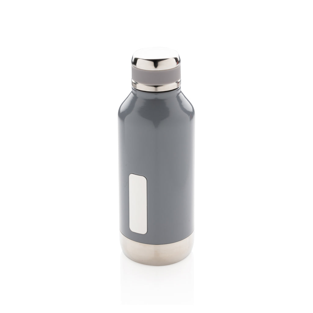Isoleerfles 500 ml met logovlak op de voorzijde, grijs