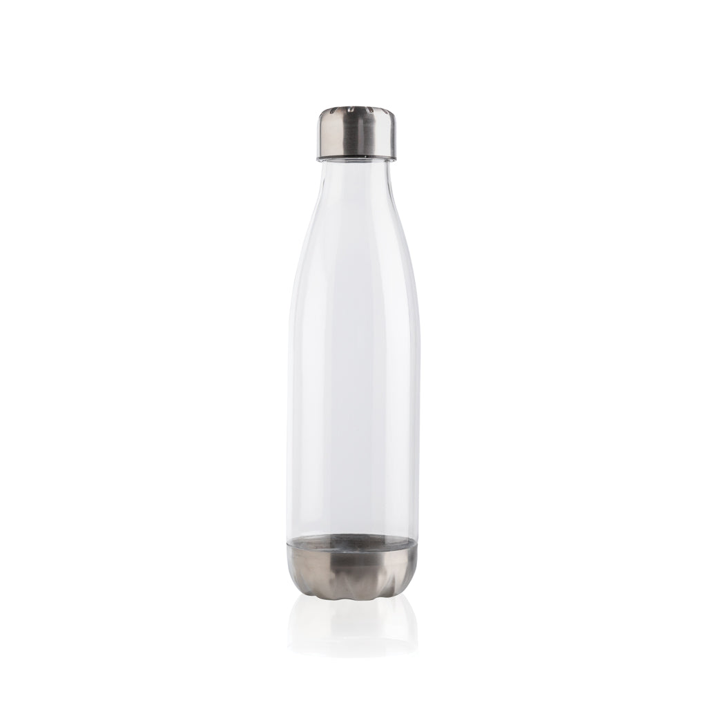 Transparante waterfles 500 ml met RVS dop, transparant