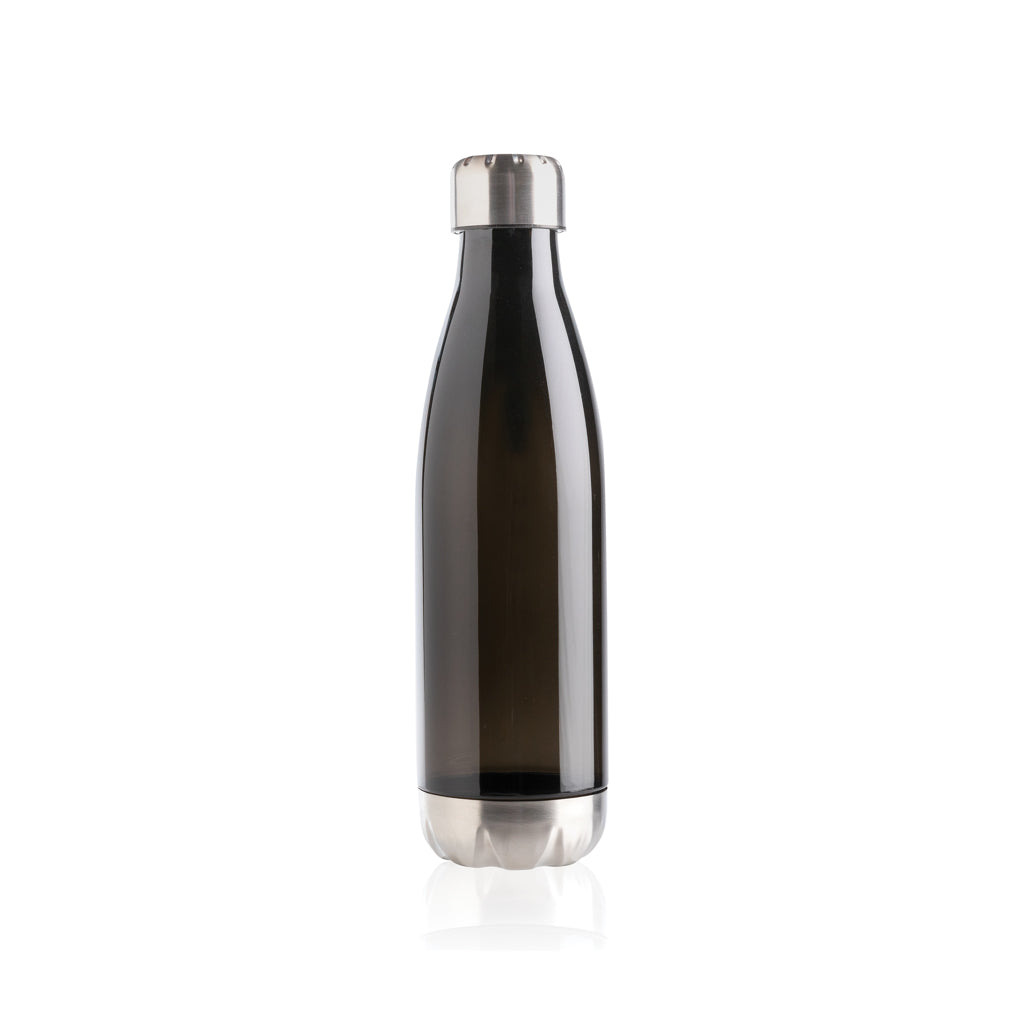 Transparante waterfles 500 ml met RVS dop, zwart