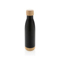 Vacuümfles 520 ml met bamboe deksel en bodem, zwart