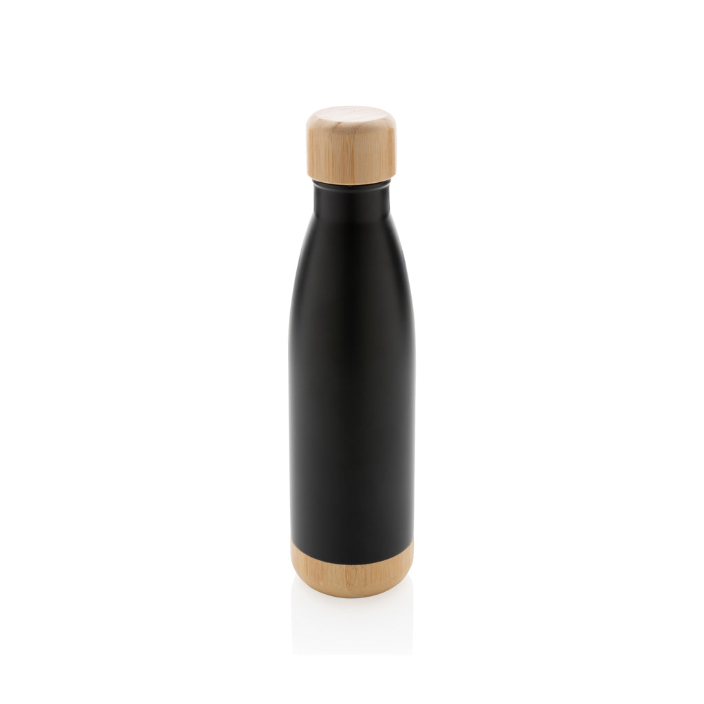 Vacuümfles 520 ml met bamboe deksel en bodem, zwart