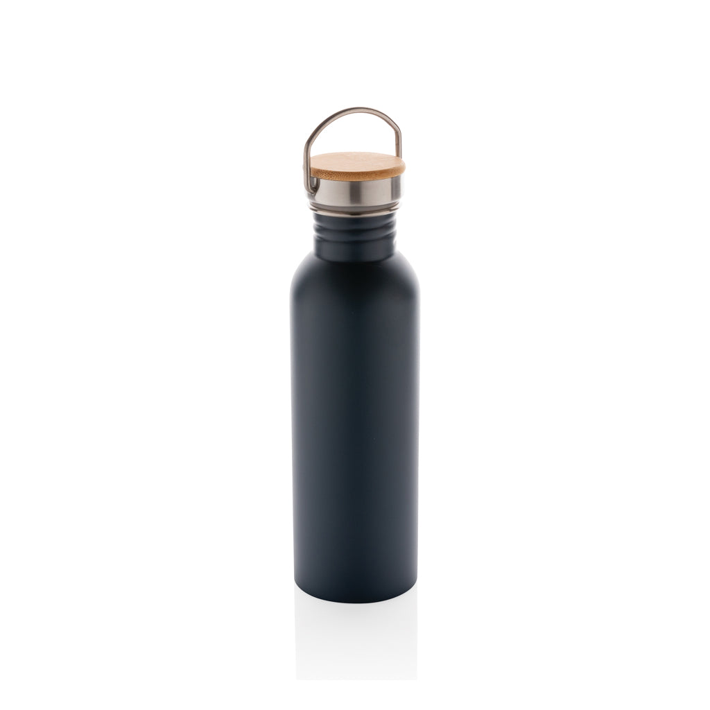 Drinkfles 710 ml RVS met bamboe deksel, blauw