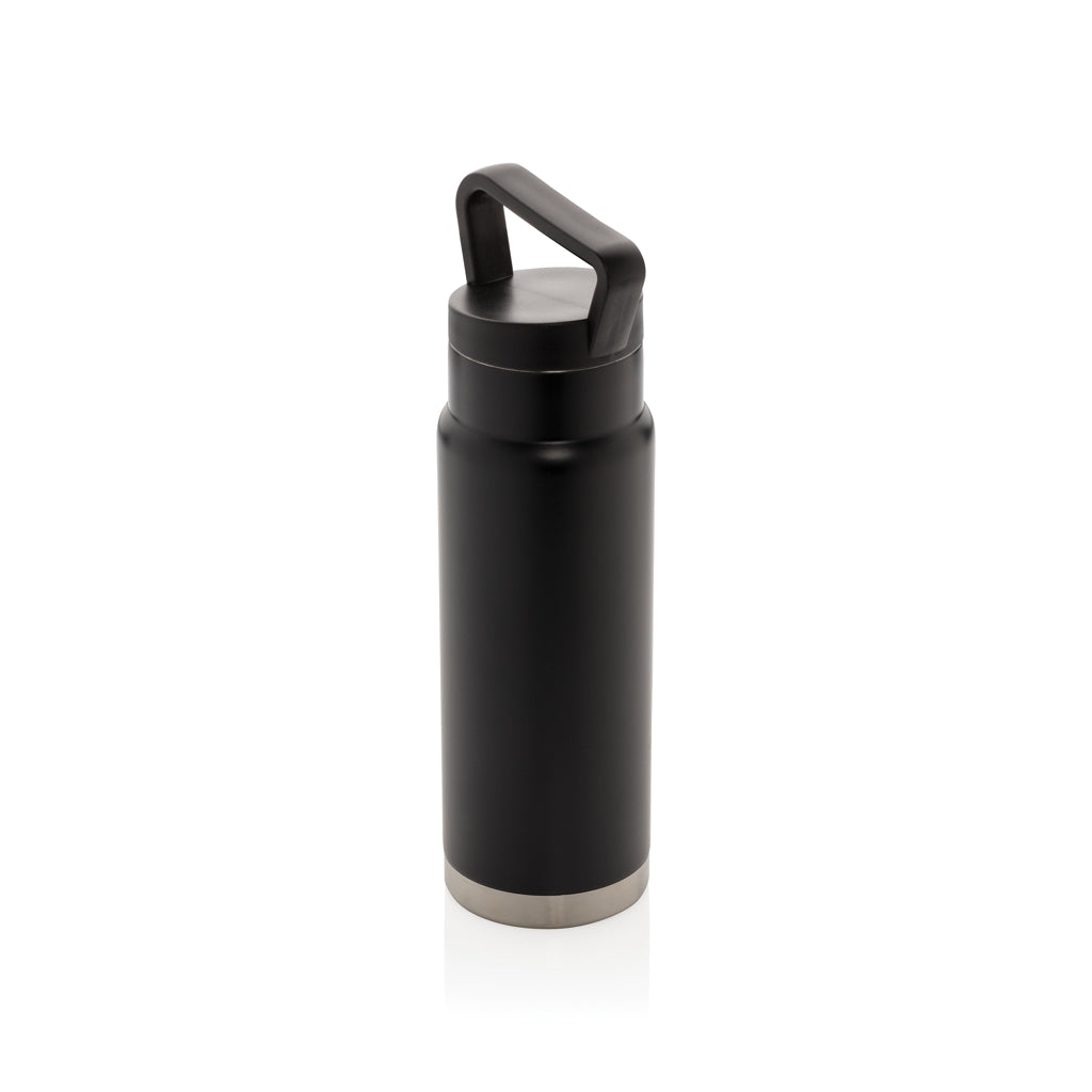 Vacuümfles 650 ml met handvat op de dop, zwart