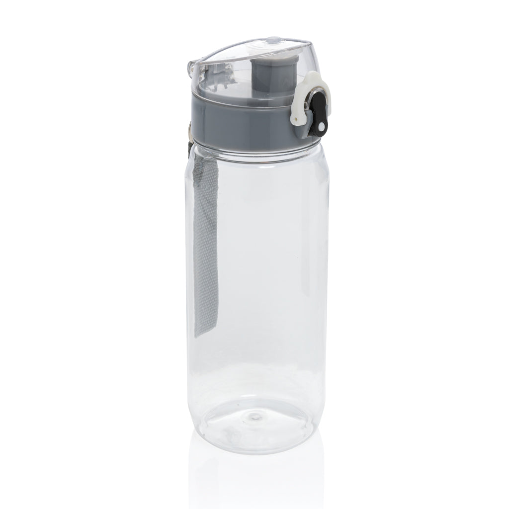 Afsluitbare waterfles, gerecycled PET, transparant