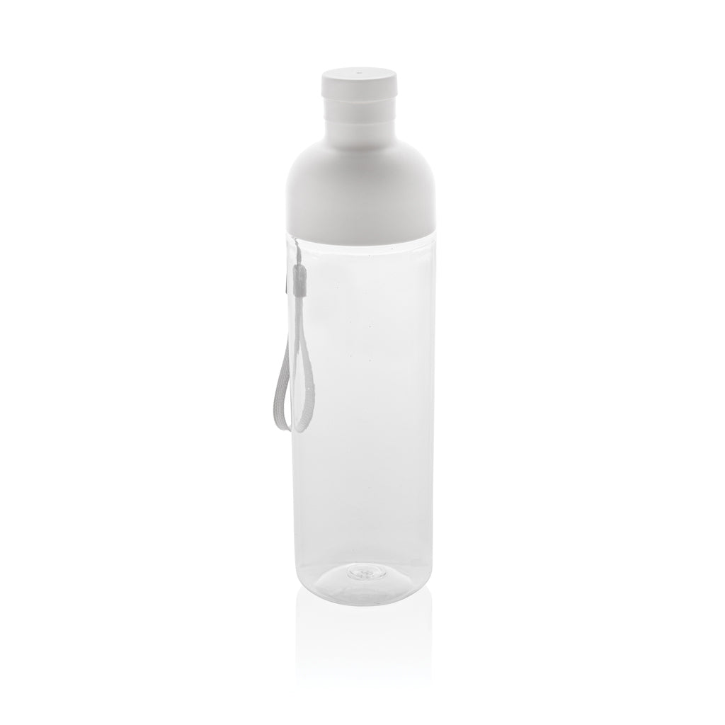 Waterfles 600 ml, transparante body met 2-in-1 dop, wit