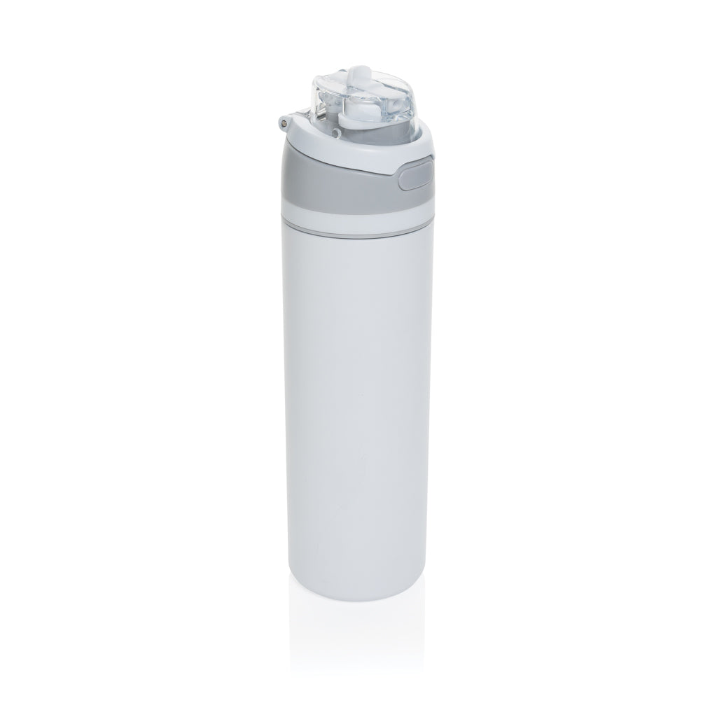 Waterfles 720 ml met rietje en klapdop, wit