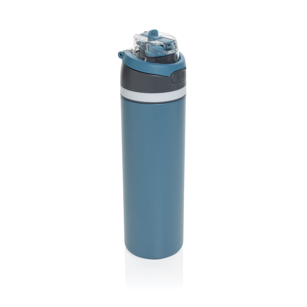 Waterfles 720 ml met rietje en klapdop, blauw