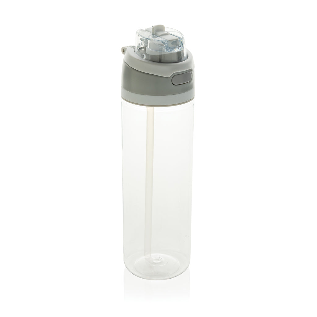 Waterfles 800 ml met rietje, gerecycled PET, wit