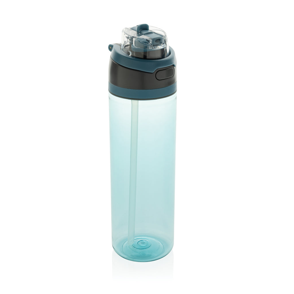Waterfles 800 ml met rietje, gerecycled PET, blauw