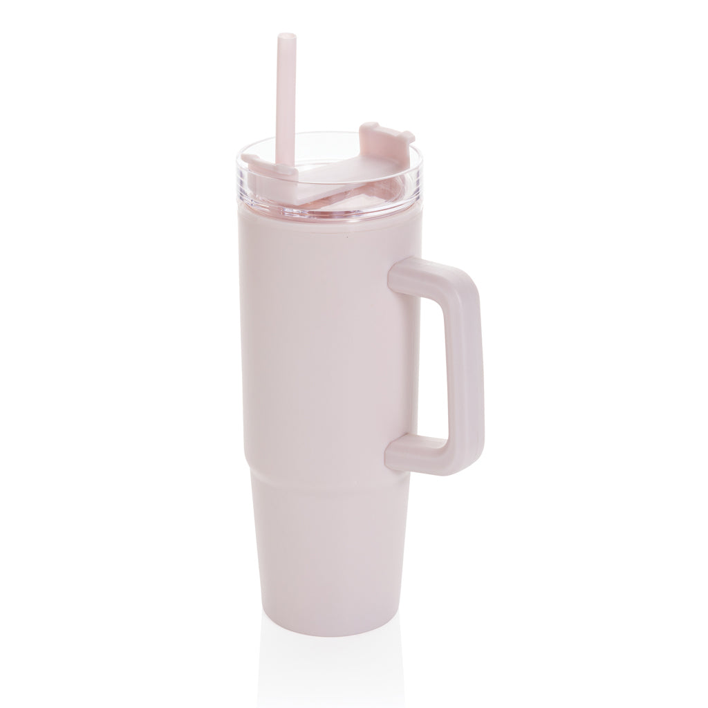 Tumbler 750 ml met draaibare deksel en handvat, roze