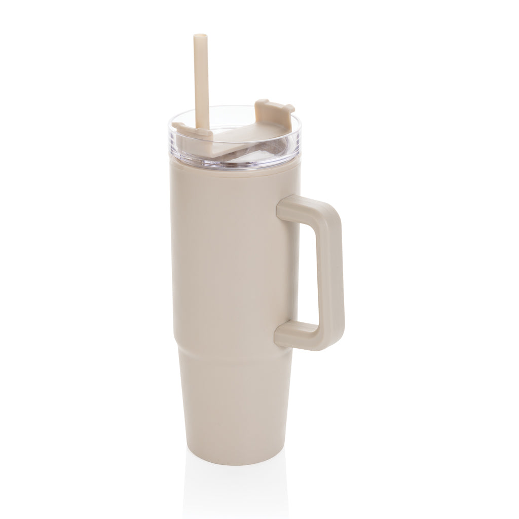 Tumbler 750 ml met draaibare deksel en handvat, beige