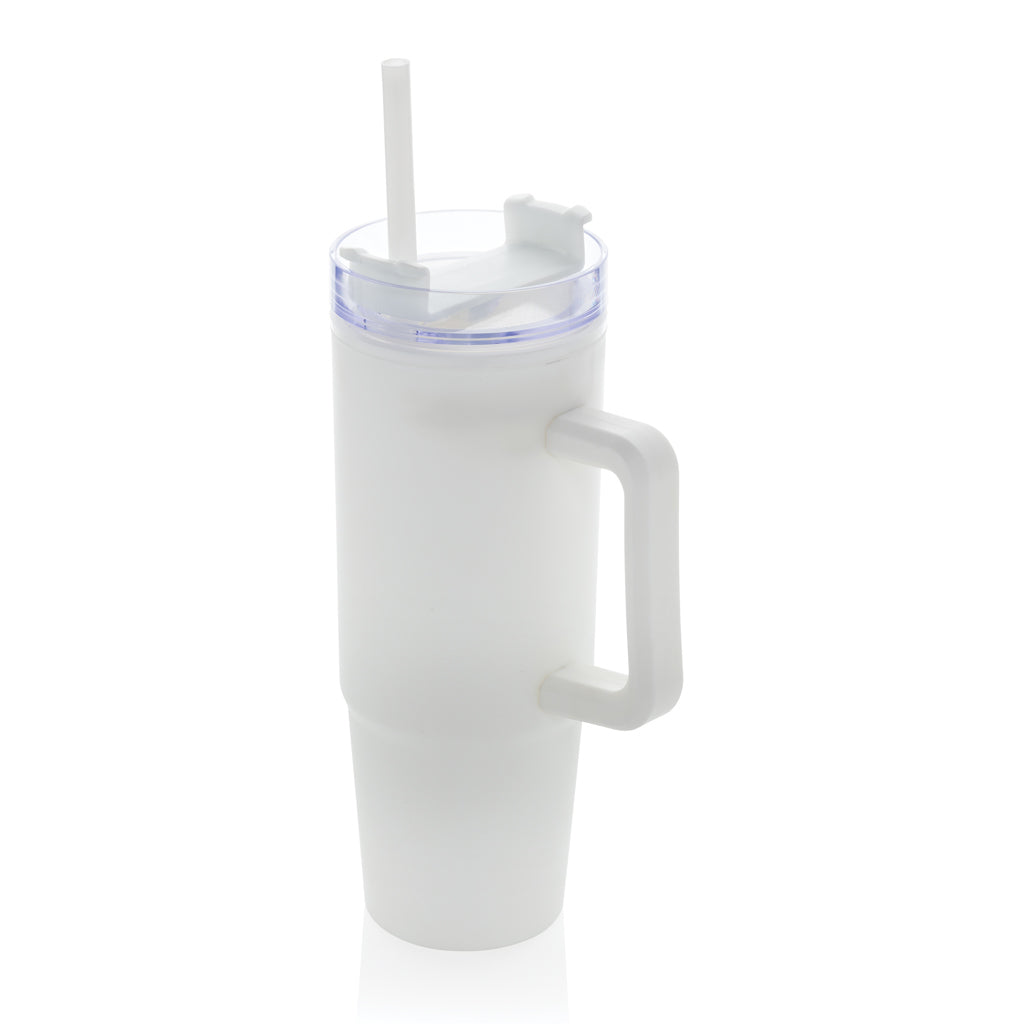 Tumbler 750 ml met draaibare deksel en handvat, wit
