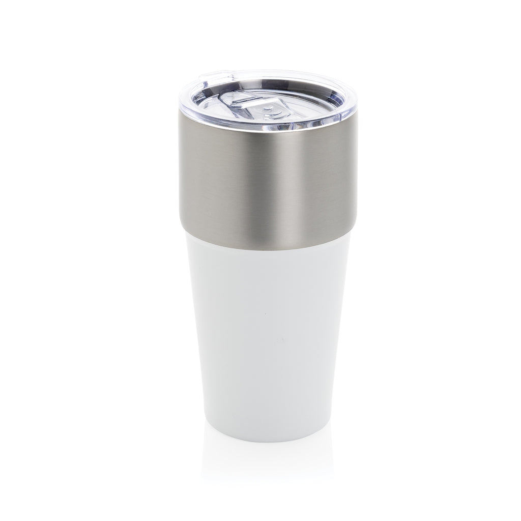 Beker 500 ml, tweekleurig half-om-half design, wit