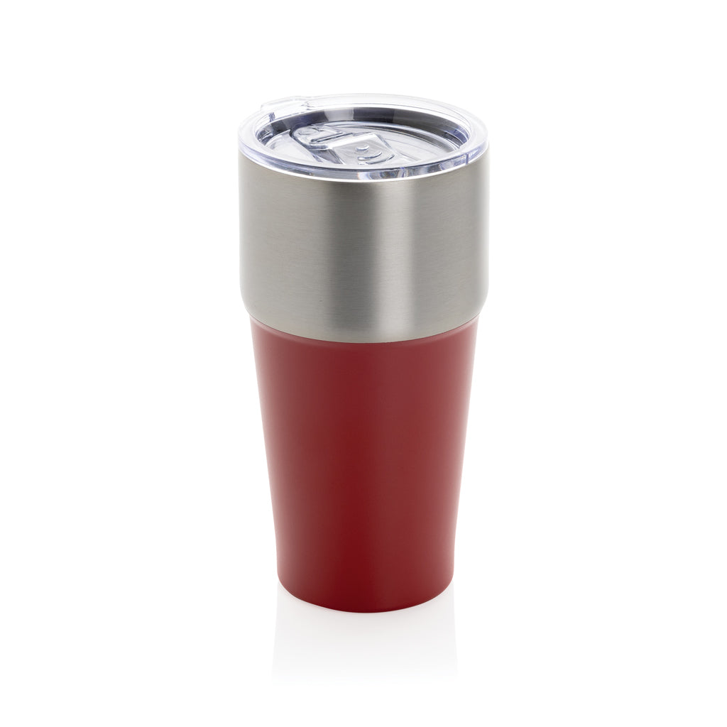 Beker 500 ml, tweekleurig half-om-half design, rood