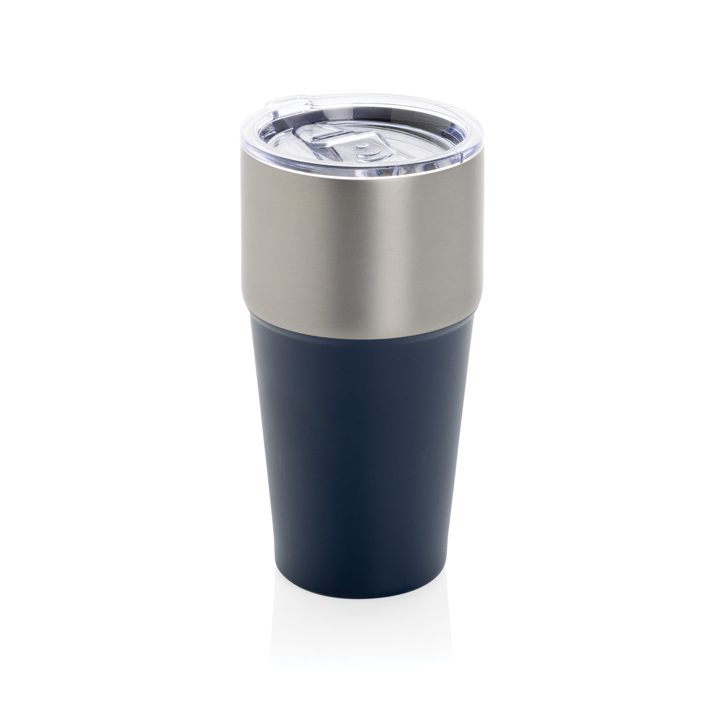 Beker 500 ml, tweekleurig half-om-half design, donkerblauw