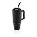 Drinkbeker 900 ml met rietje en handvat, zwart
